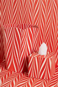 Hand-Marbled Scallop Waste Bin in Candy Cane