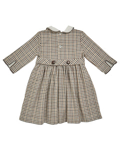Corneta Dress in Brown/Black Check Twill