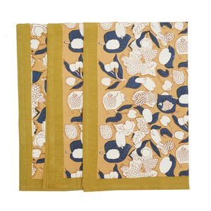Forest Harves Tea Towels in Mustard & Blue, Set of 3