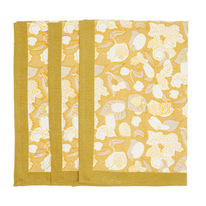 Forest Harvest Tea Towels in Grey & Mustard, Set of 3