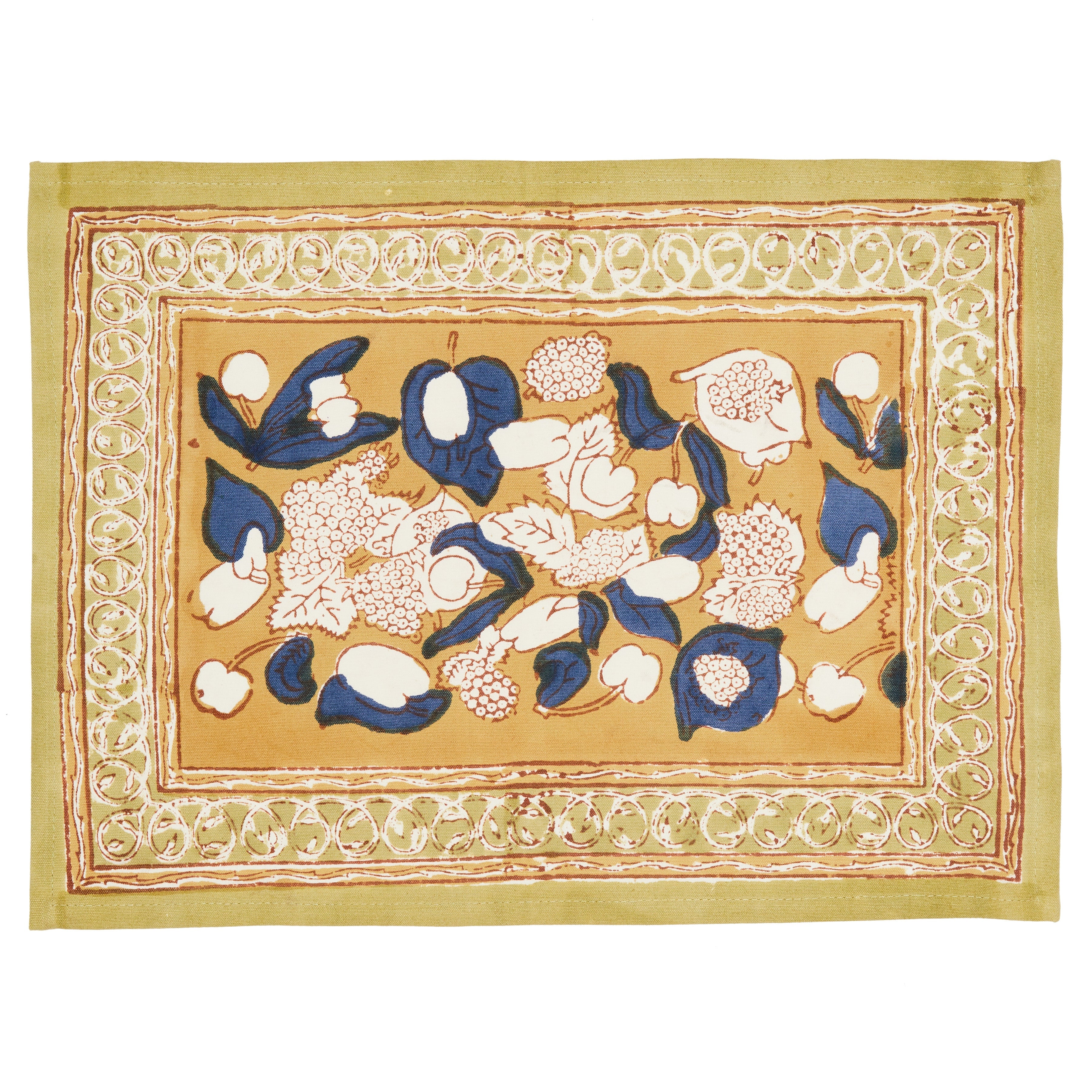 Forest Harvest Mats in Mustard & Blue, Set of 6
