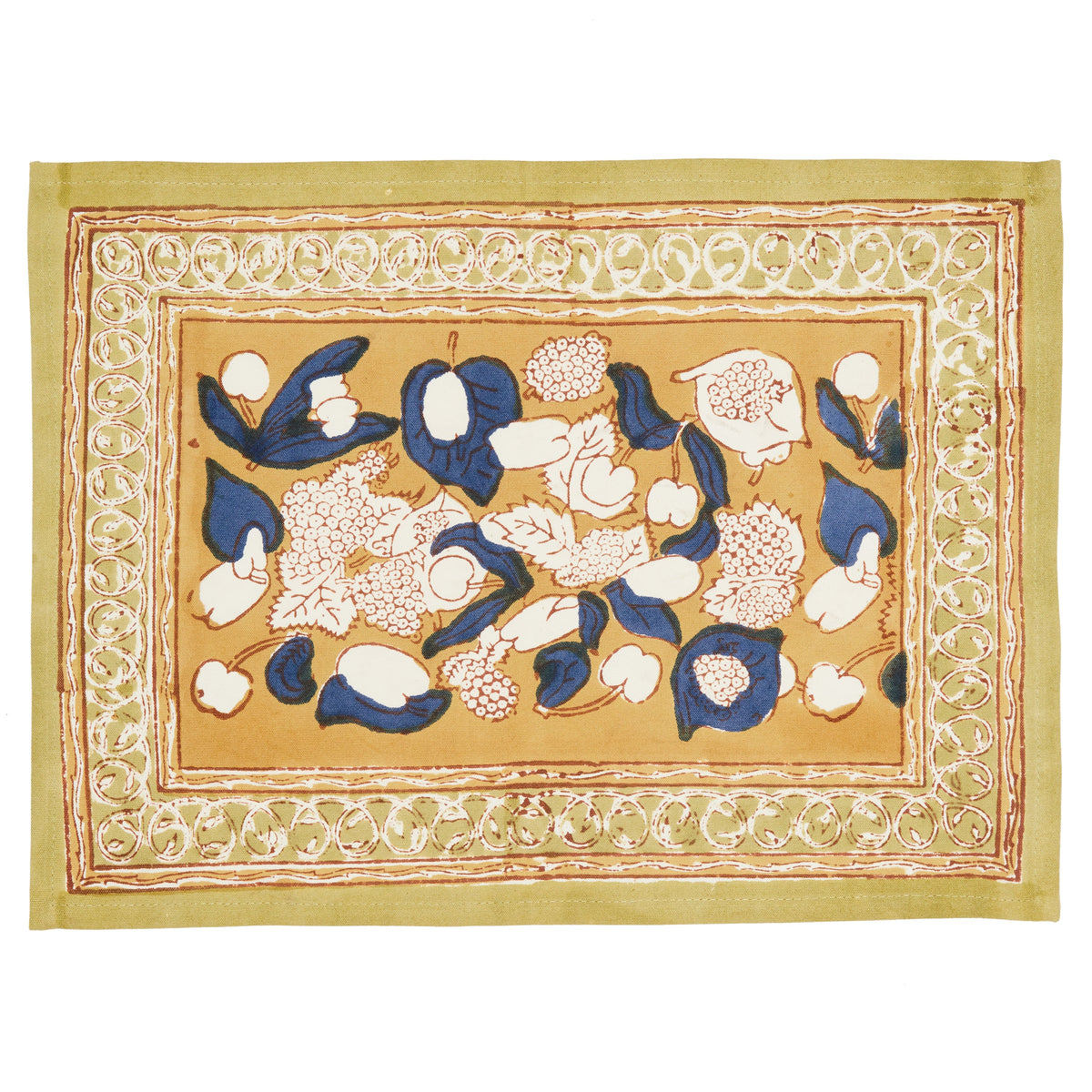 Forest Harvest Mats in Mustard & Blue, Set of 6