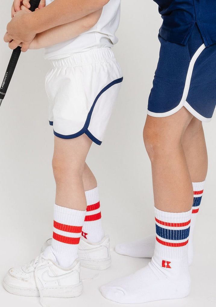 Retro Super Short in Navy with White Piping