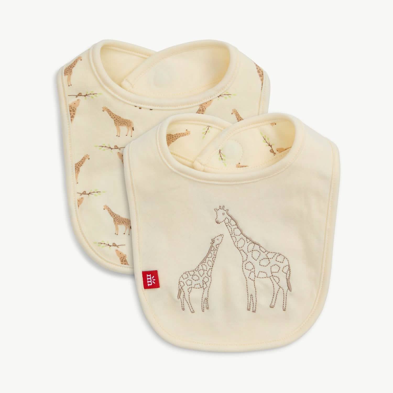 Cream Jolie Giraffe Organic Cotton Magnetic Reversible Bib