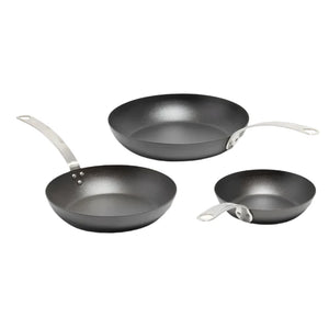 Seasoned Carbon Steel Frying Pan, Set of 3