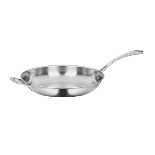 French Classic Tri-Ply Stainless Cookware 12" Frying Pan with Helper Handle in Stainless Steel