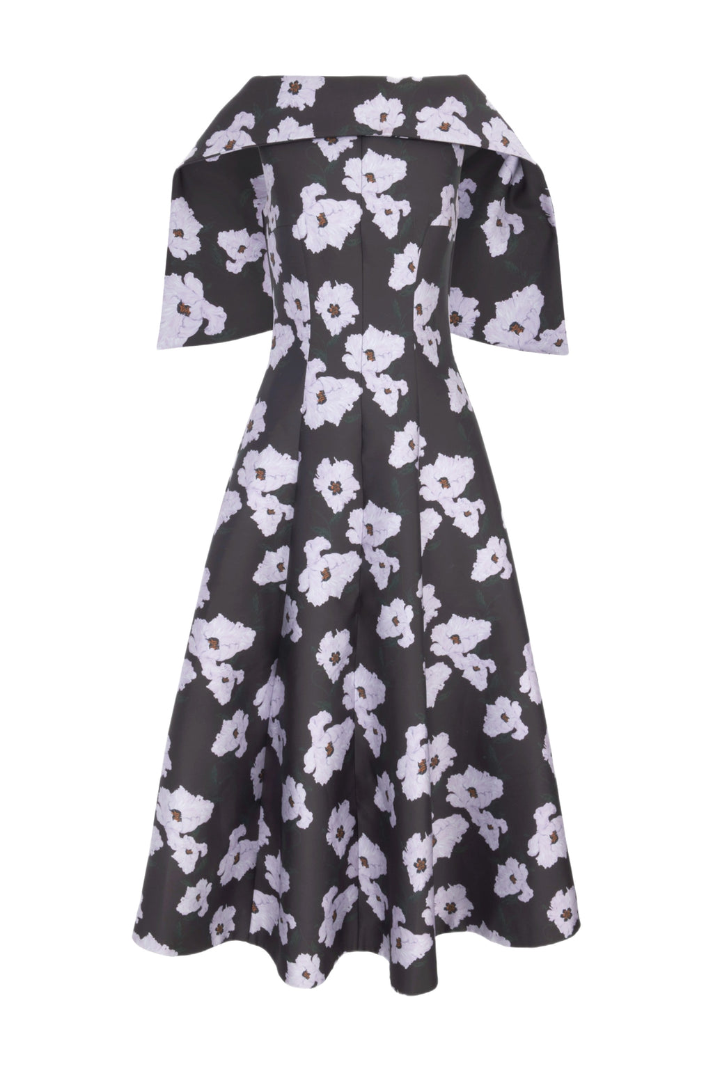 Cyralisse Dress in Chocolate & Lilac Breezy Poppy Mikado