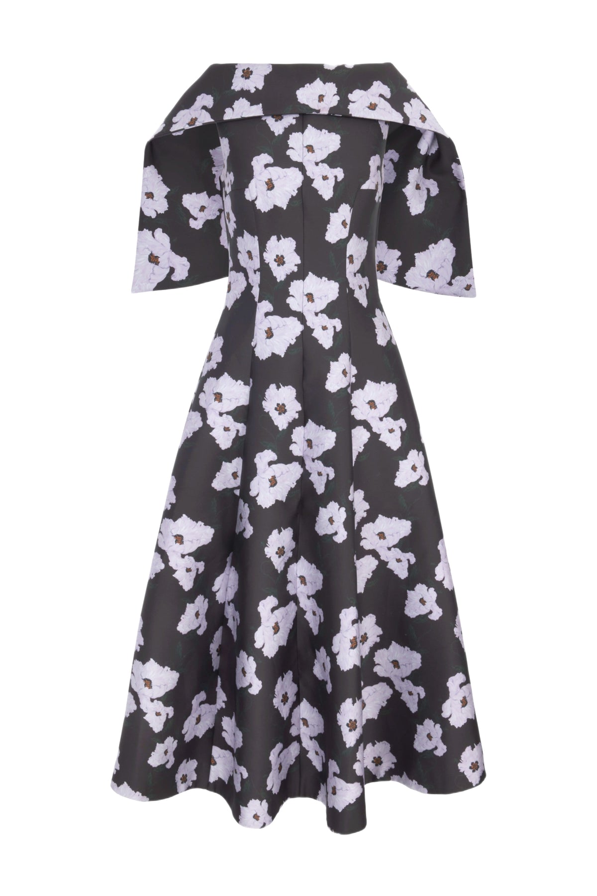 Cyralisse Dress in Chocolate & Lilac Breezy Poppy Mikado