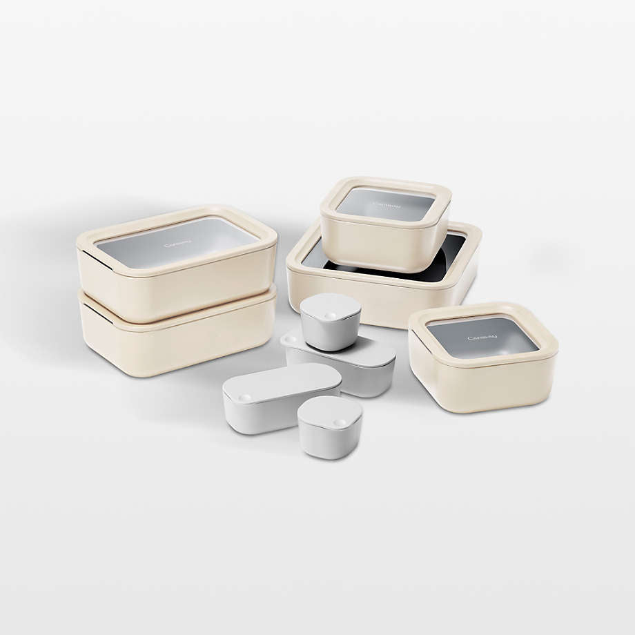 Caraway Cream 17-piece Glass Food Storage Set