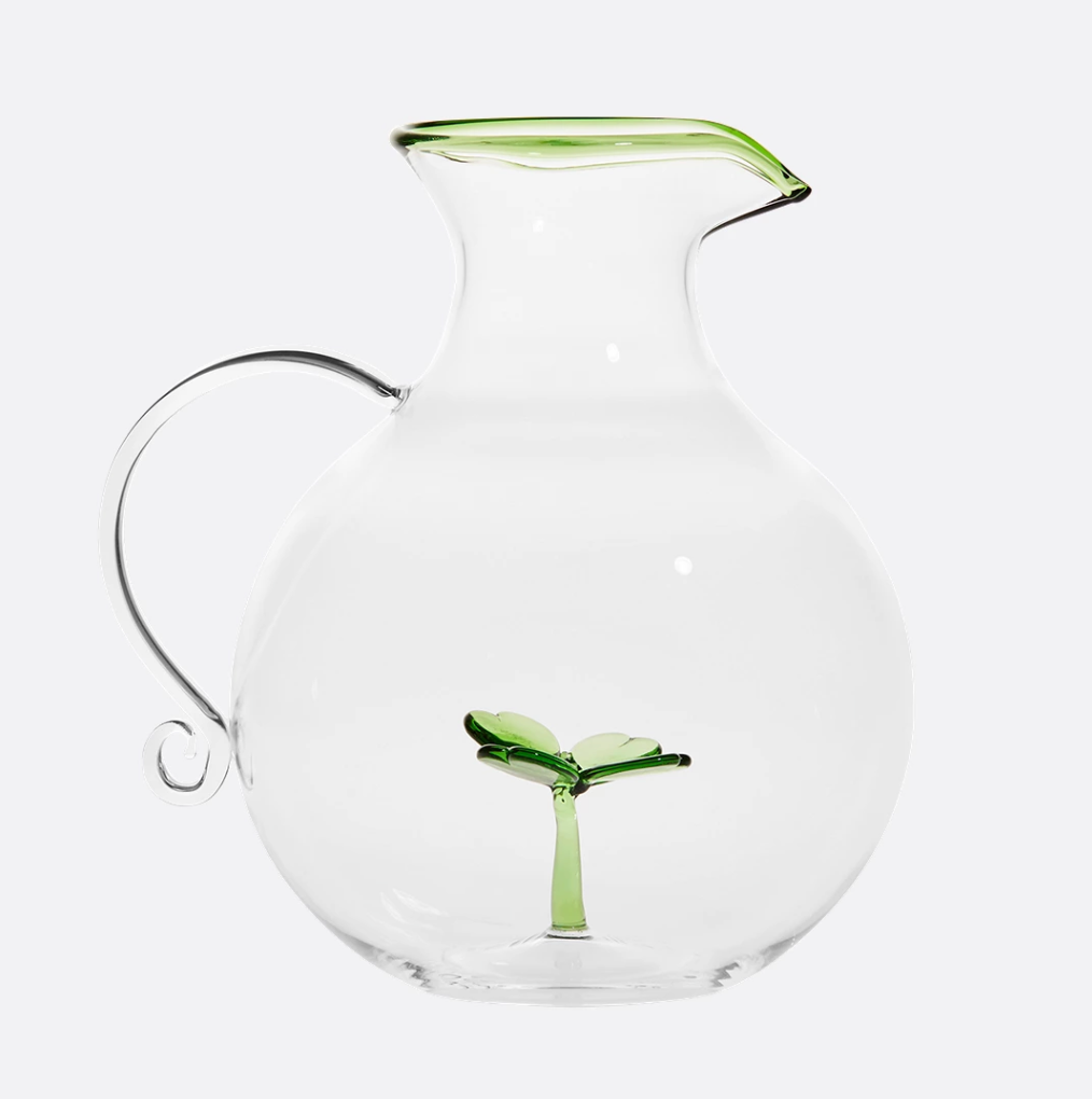 Carafe- Lily of the Valley with Clover Interior, Green