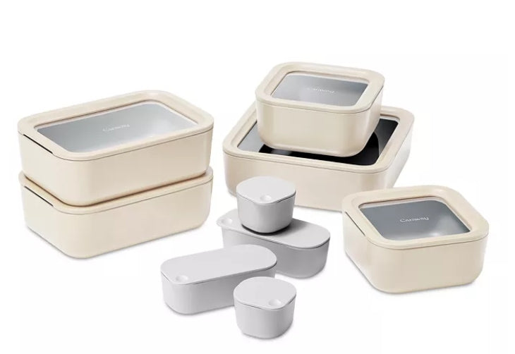 Caraway 14-Piece Ceramic Coated Glass Food Storage Set