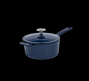 Enameled Cast Iron Saucepan in Harbour Blue