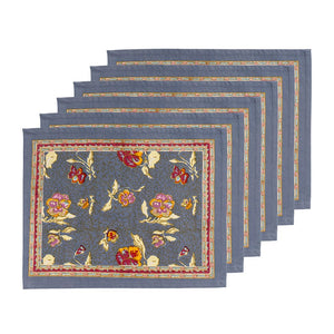 Pansy Mats in Red & Grey, Set of 6