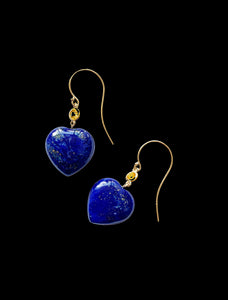 Petits Coeurs Lapis Lazuli & Sapphire Gold Earrings