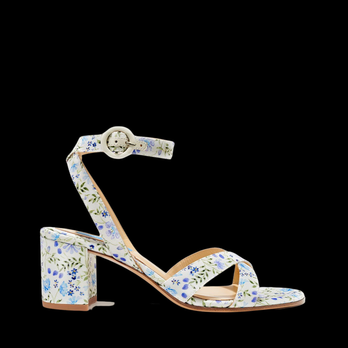 OTM Exclusive: The City Sandal in Riley Sheehey Ivory Floral Satin