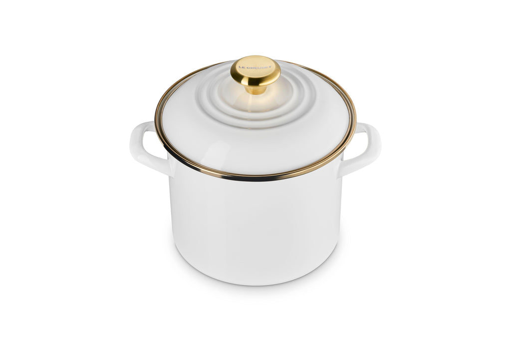 Le Creuset Classic Round Stockpot with Gold Rim , 6 qt., White