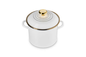 Le Creuset Classic Round Stockpot with Gold Rim , 6 qt., White
