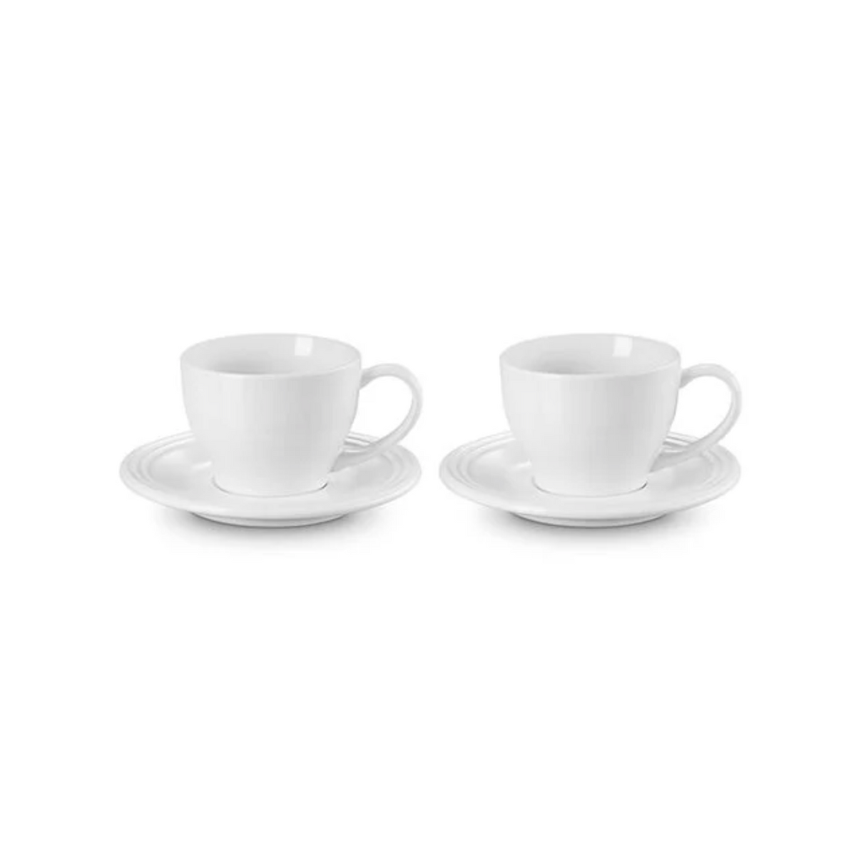 Cappuccino Cups and Saucers, Set of 2 (White)