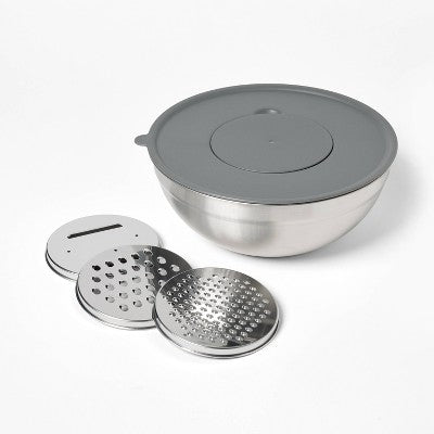 6pc Stainless Steel Non-Slip Mixing Bowl and Grater Set