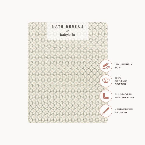 All-Stages® Midi Crib Sheet in GOTS Certified Organic Brushed Cotton by Nate Berkus in Juniper Star