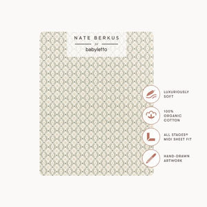 All-Stages® Midi Crib Sheet in GOTS Certified Organic Brushed Cotton by Nate Berkus in Juniper Star