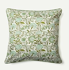 CPC 100% Cotton Throw Pillow Covers 20x20 Inch, Set of 2 Green Block Print Pattern Couch Pillow, Cute Boho Decorative Pillows for Living Room, Bedroom with Hidden Zipper- Agate Green