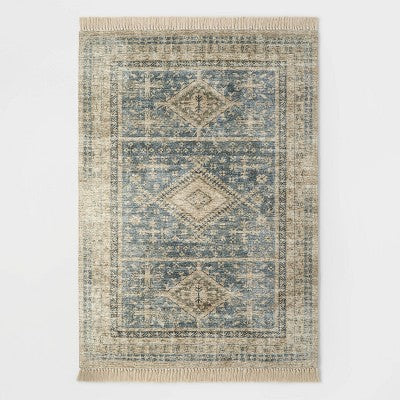 7x10 Pine Brook Diamond Persian Style Rug (Color: Blue)