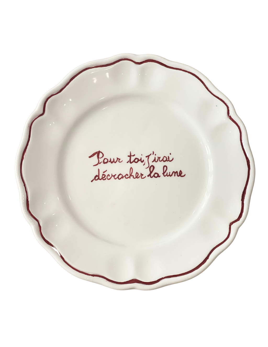 Pour Toi, J'irais Décrocher La Lune Scalloped Plate, Set of 6