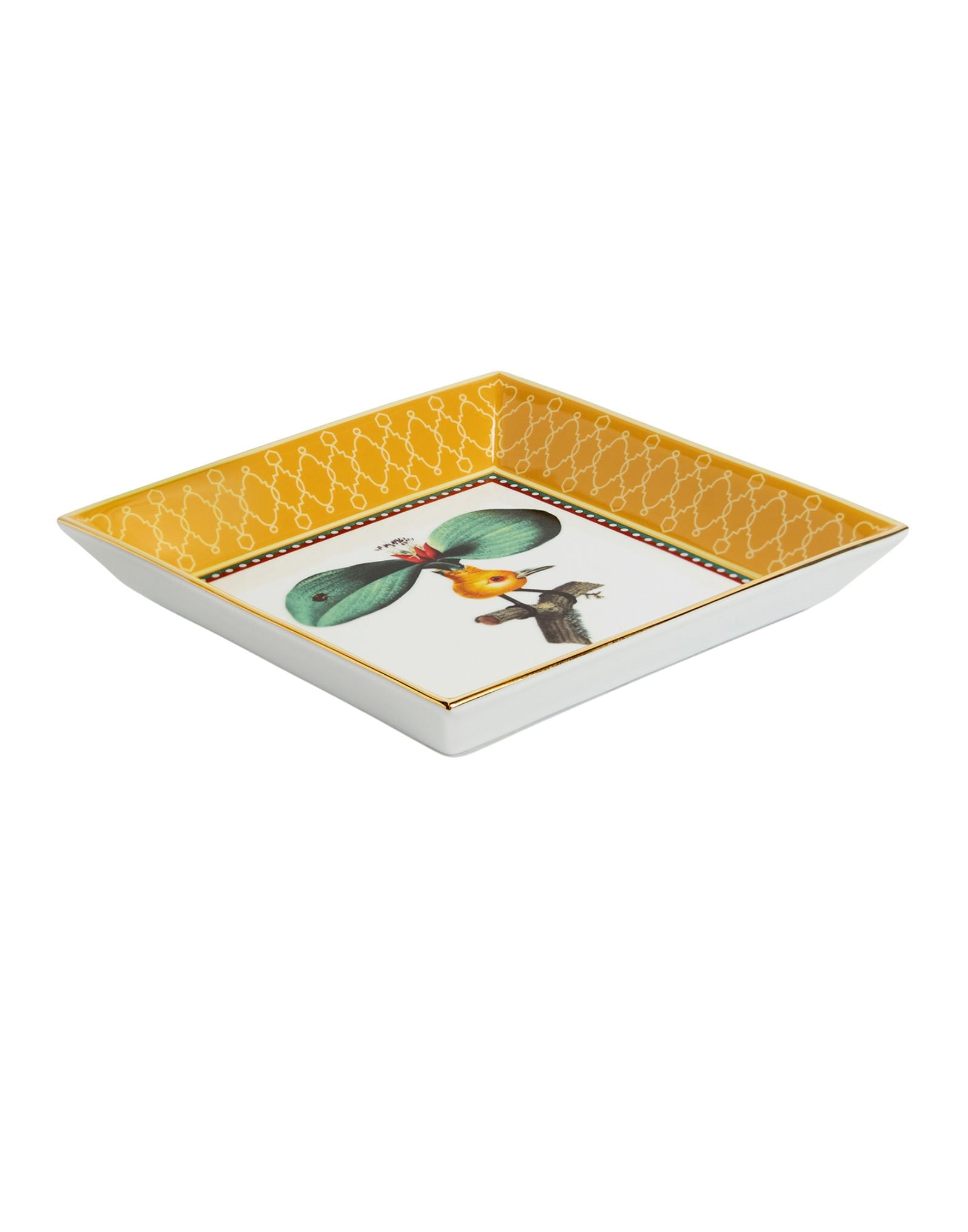 Beto Val gold-plated painted porcelain trinket tray