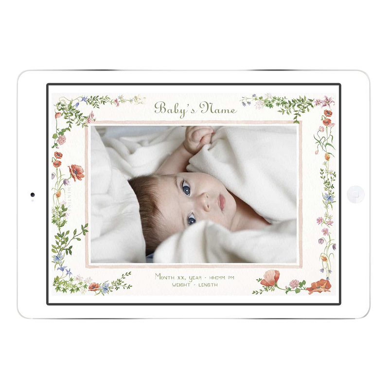 Digital Wild Blooms Birth Announcement with Photo