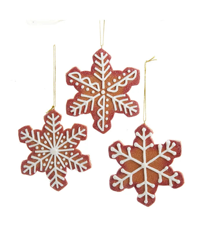 Gingerbread Snowflake Ornaments, Set of 3