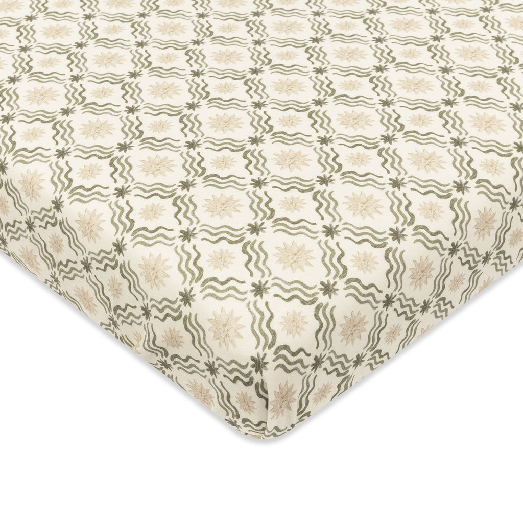 Mini Crib Sheet in GOTS Certified Organic Brushed Cotton by Nate Berkus in Juniper Star