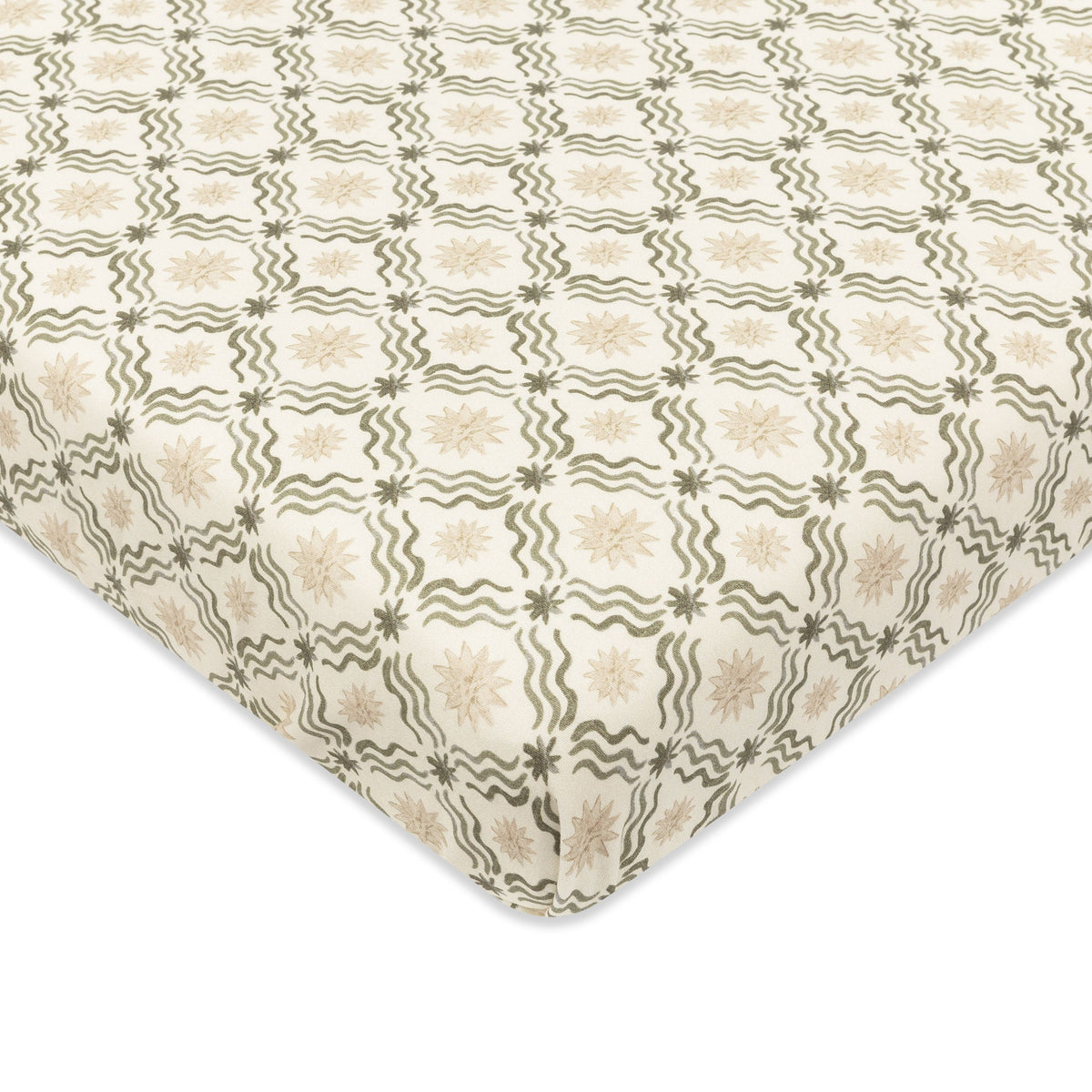 Mini Crib Sheet in GOTS Certified Organic Brushed Cotton by Nate Berkus in Juniper Star