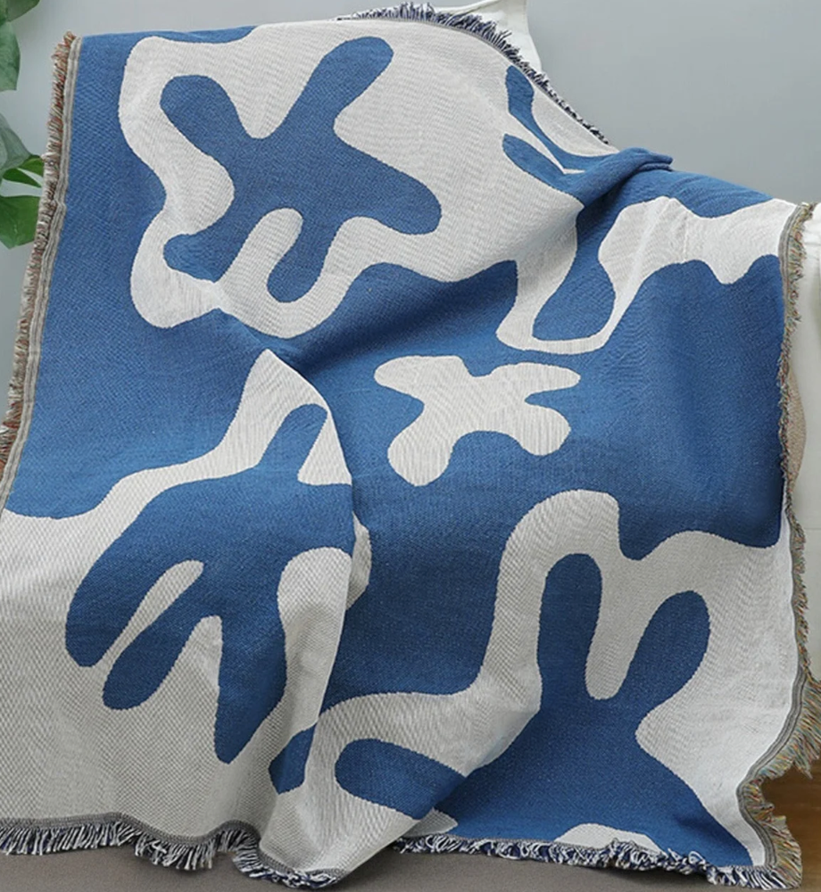 Blue Bohemian Throw Blanket