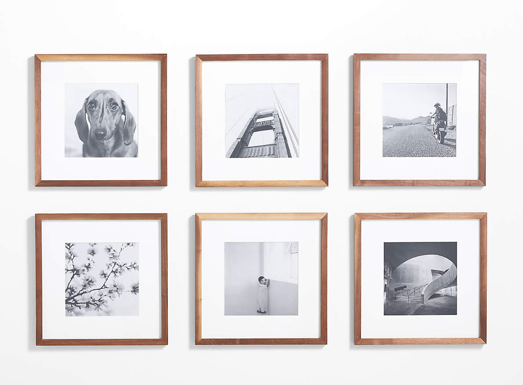 6-Piece Walnut Wood 11x11 Gallery Wall Frame Set