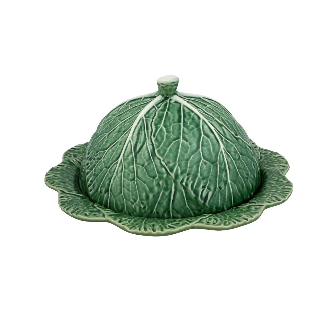 Bordallo Pinheiro Cabbage Cheese Tray with Lid, Green