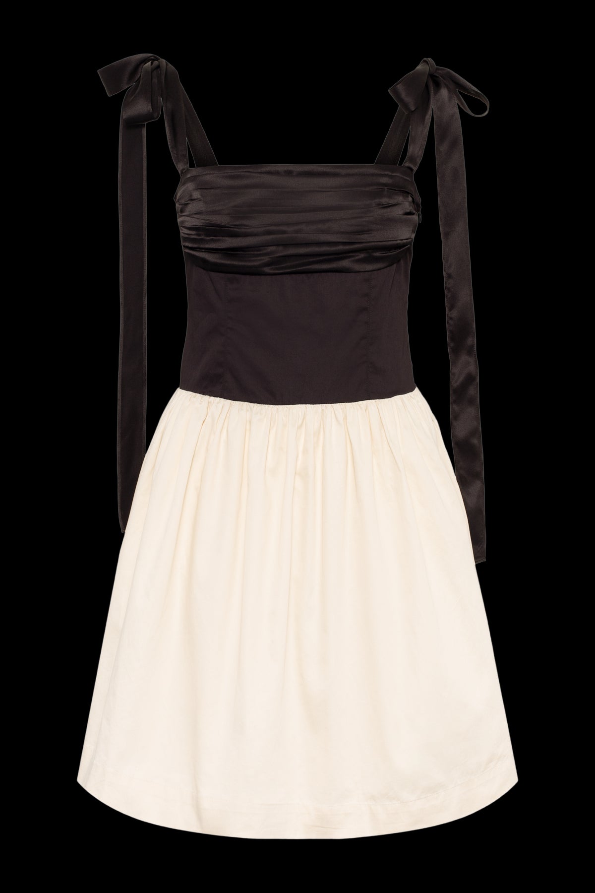 Elin Mini Dress in Black & Ivory