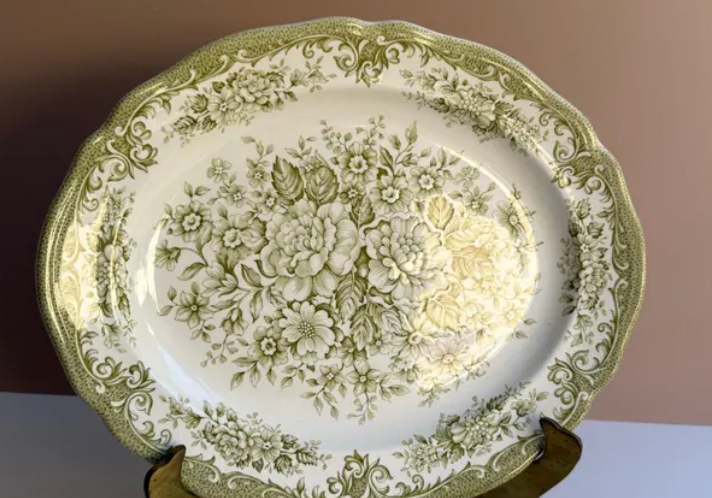 Avondale Oval Platter | J & G Meakin Staffordshire | Green Transferware | English Ironstone | 12" Serving Dish - Etsy