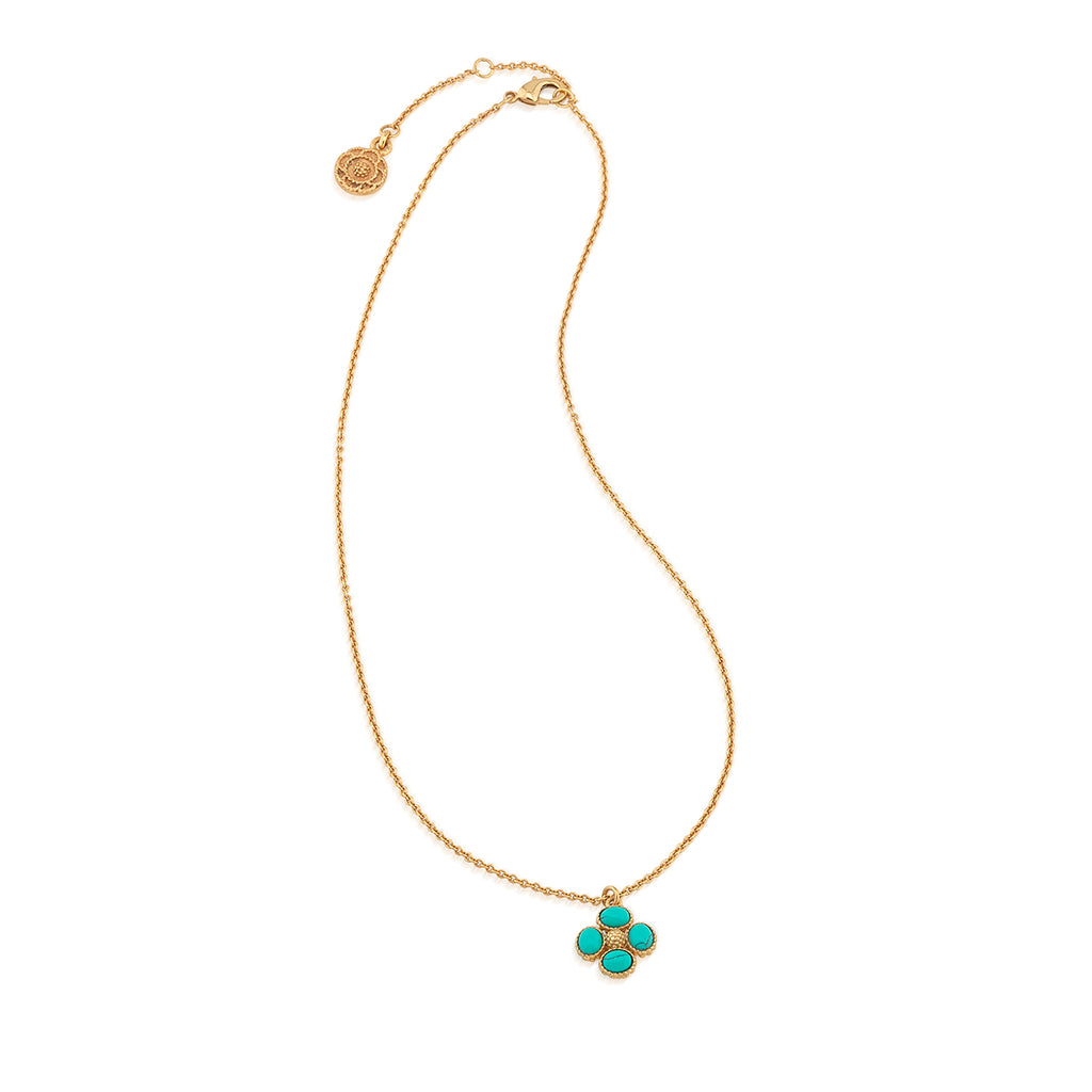 Berry Clover Double Sided Charm Necklace in Turquoise