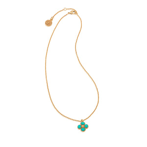 Berry Clover Double Sided Charm Necklace in Turquoise