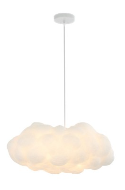 23" 2-Light Zephyr Modern Contemporary Silk LED Cloud Pendant White - JONATHAN Y: UL Listed, Adjustable Height, Dimmable