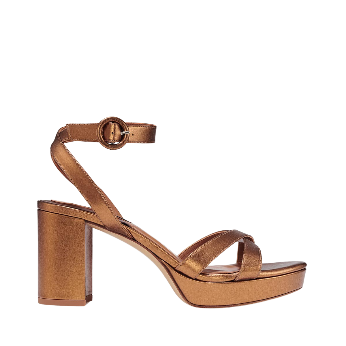 The Platform Sandal in Bronze Nappa