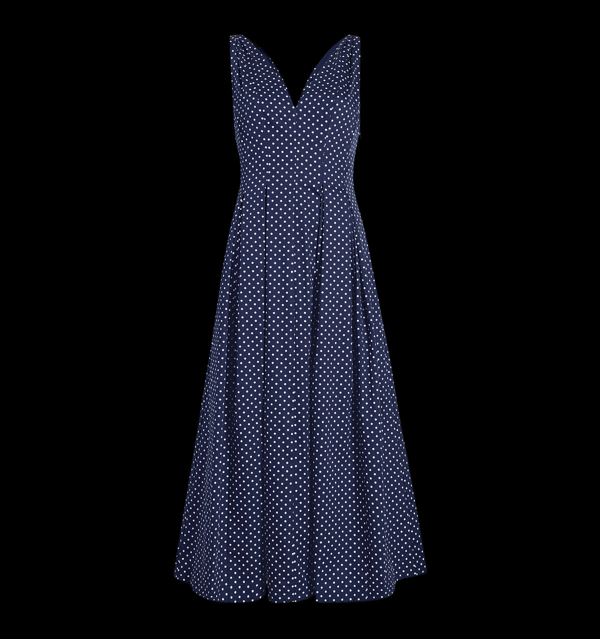 The Jacqueline Dress in Navy Polka Dot Cotton Sateen
