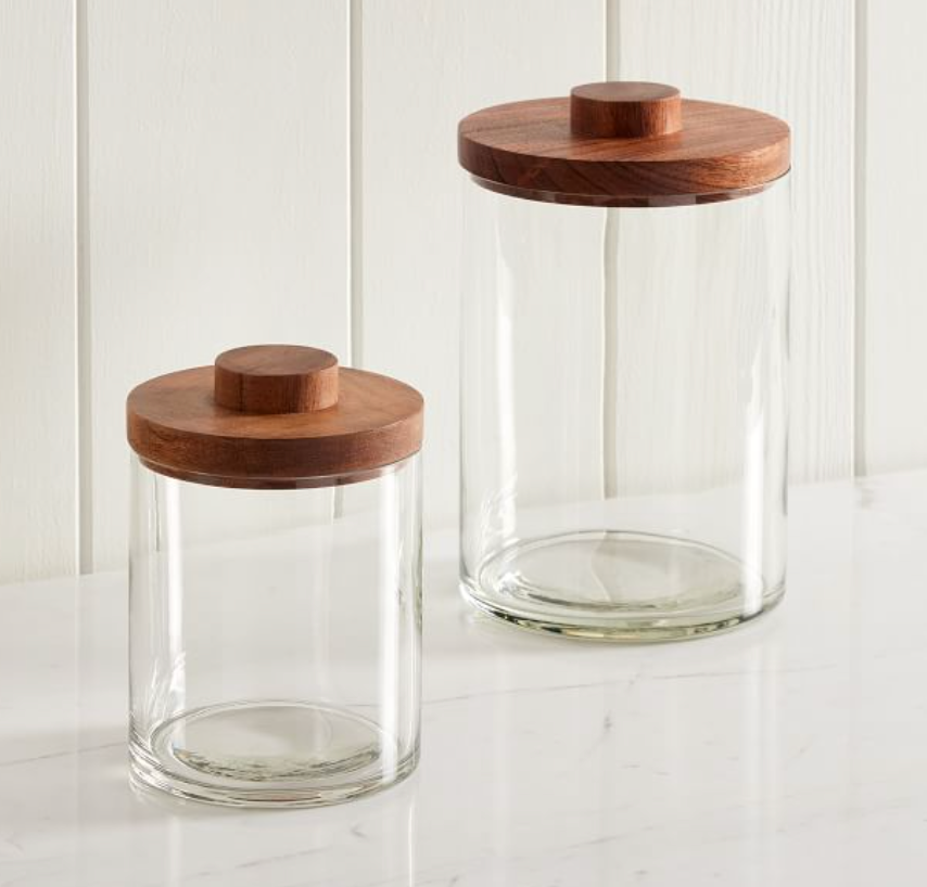 Clover Wood & Glass Two Bath Canisters