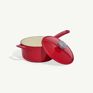 Enameled Cast Iron Saucepan in Made In Red