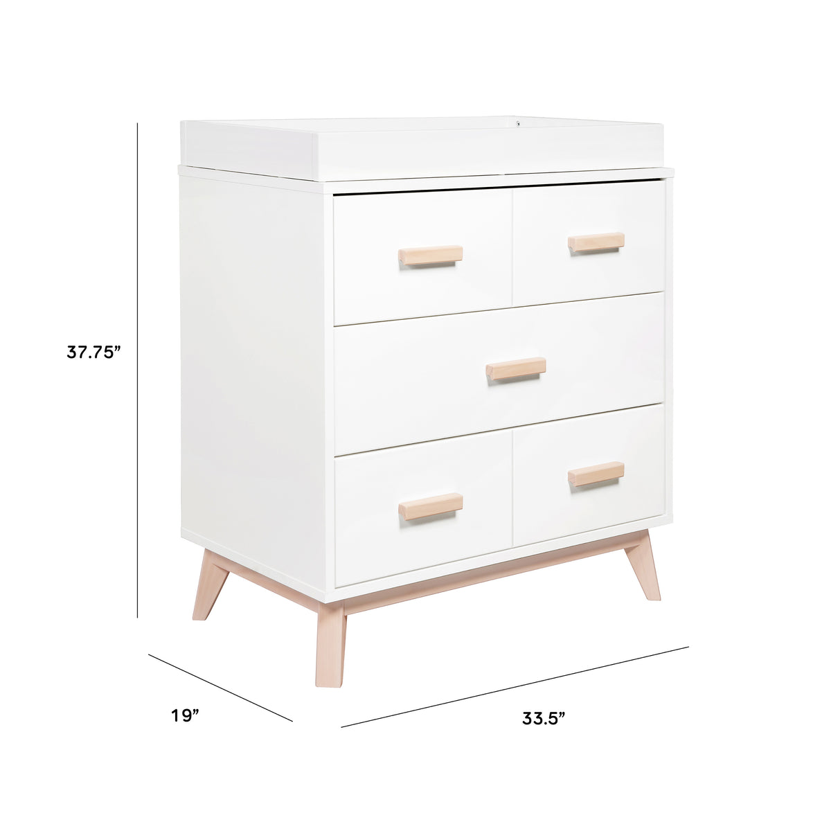 Scoot 3-Drawer Changer Dresser with Removable Changing Tray in White & Washed Natural