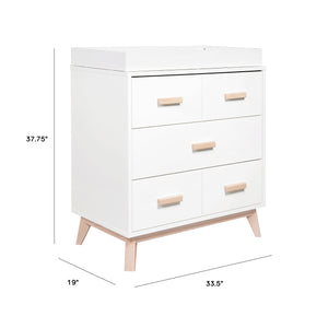 Scoot 3-Drawer Changer Dresser with Removable Changing Tray in White & Washed Natural