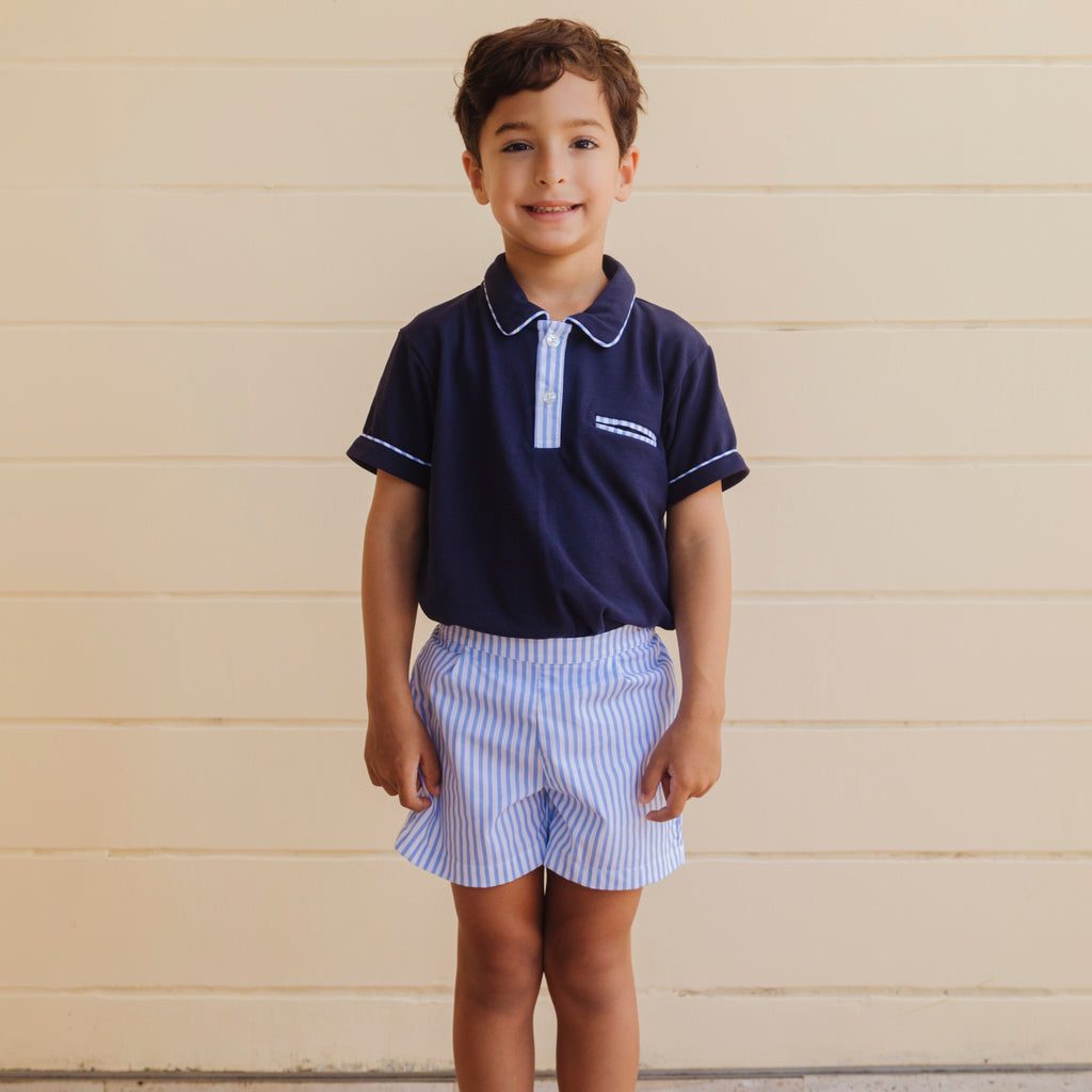 William Boy Polo Set in Blue Stripe