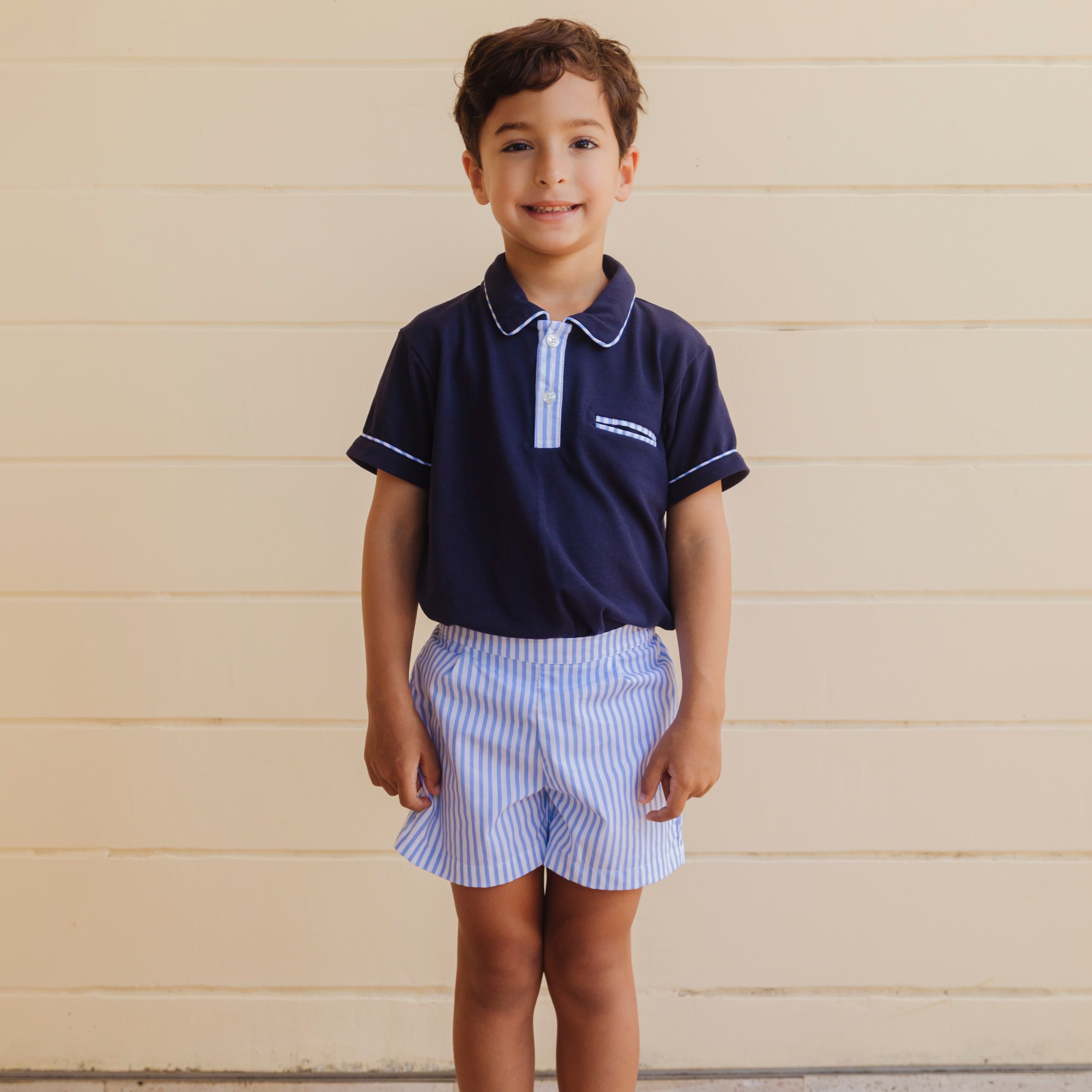 William Boy Polo Set in Blue Stripe