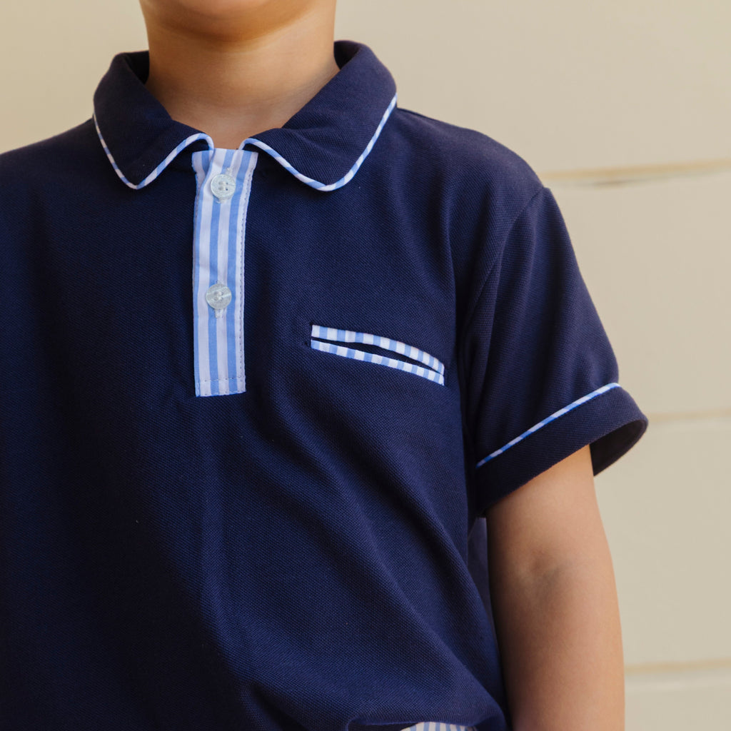 William Boy Polo Set in Blue Stripe